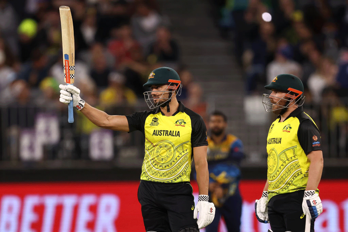 Australia's Marcus Stoinis celebrates his blazing half century off just 17 balls