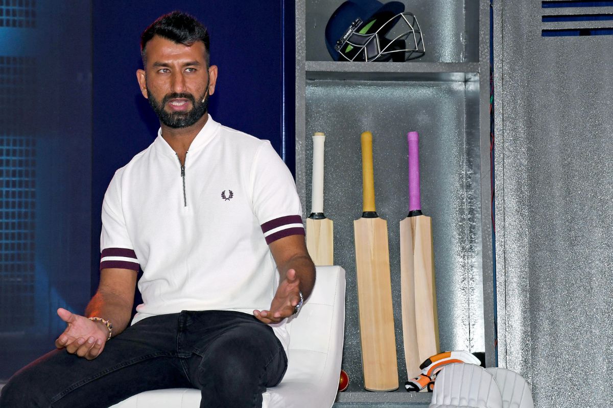 ndian cricketer Cheteshwar Pujara speaks at the launch of the upcoming web series 'Bandon Mein Tha Dum', in Mumbai on Wednesday. (ANI Photo)