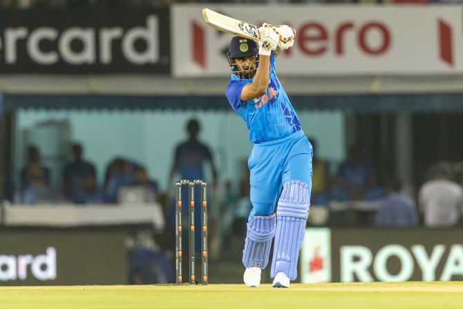 KL Rahul bats during a stroke-filled knock