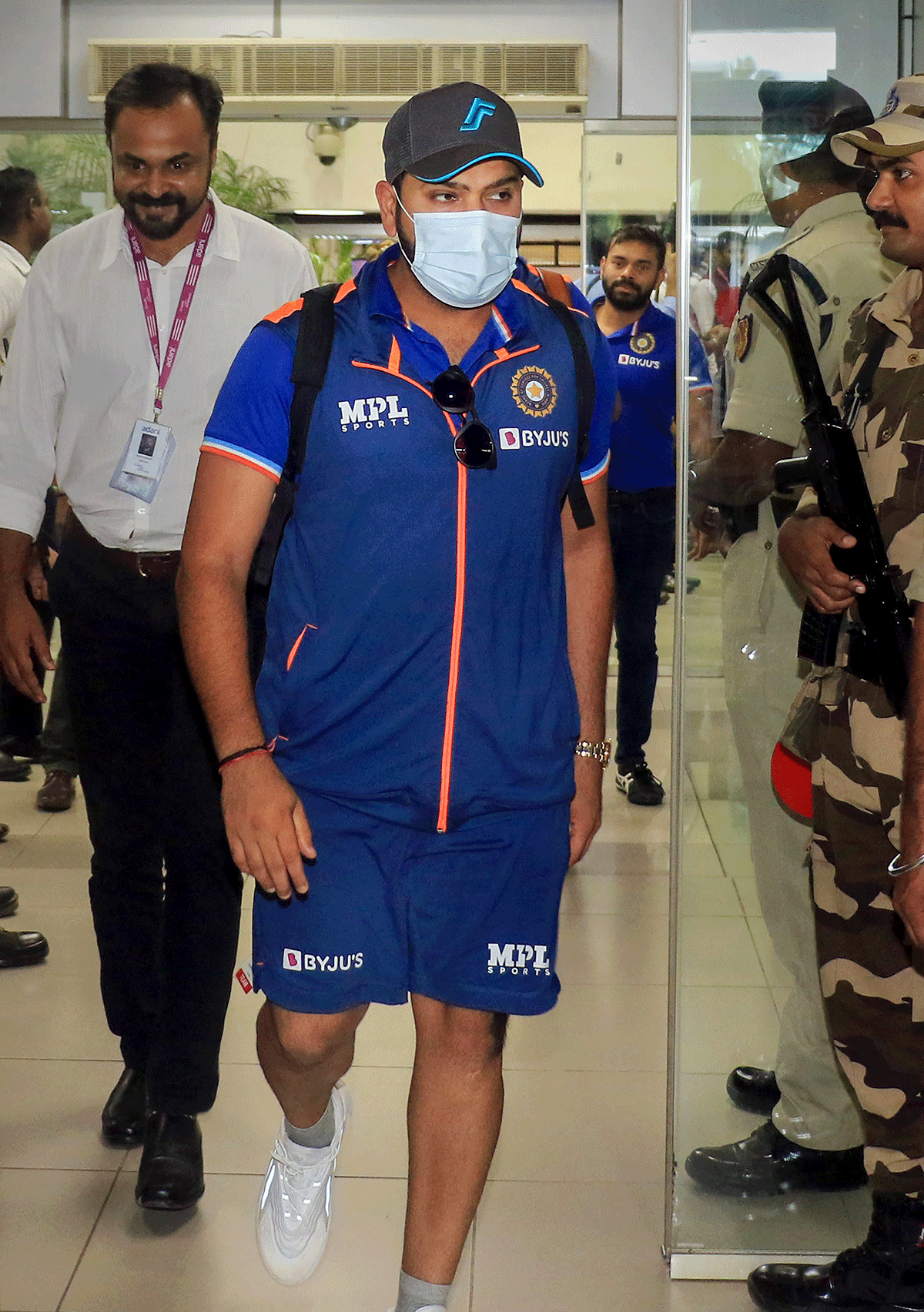 India captain Rohit Sharma arrives at the Thiruvananthapuram International Airport on Monday,
