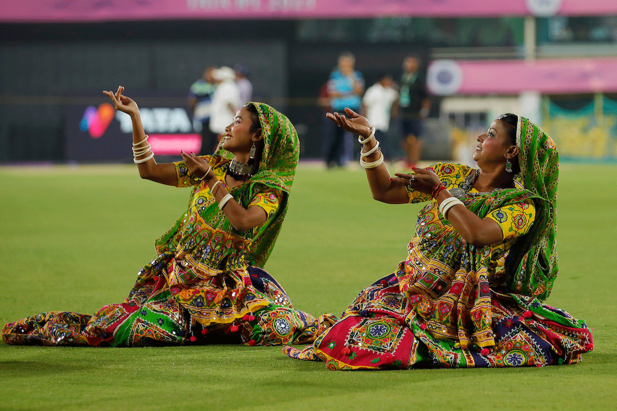 Traditional Assamese Dance in Guwahati ahead of the Indian Premier League match between Rajasthan Royals and Punjab Kings on Wednesday
