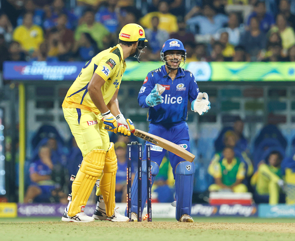 Shivam Dube is bowled by Kumar Kartikeya Singh 