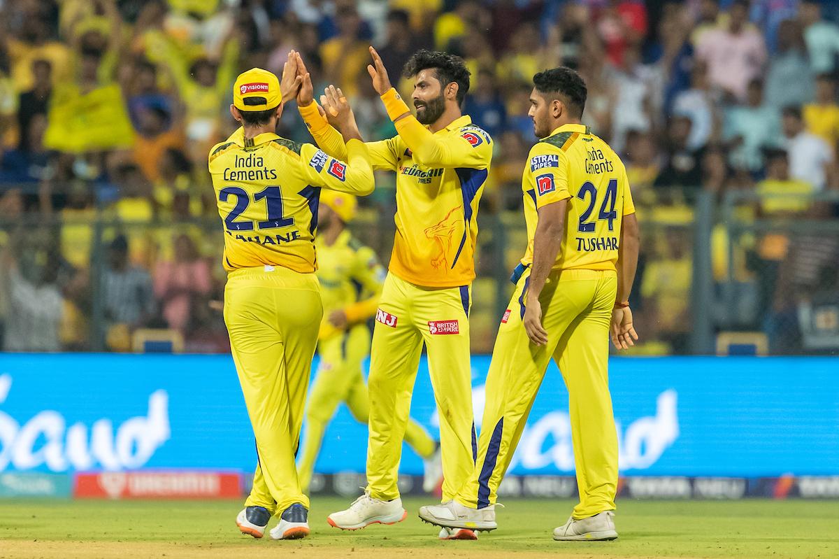 Ravindra Jadeja celebrates the wicket of Ishan Kishan