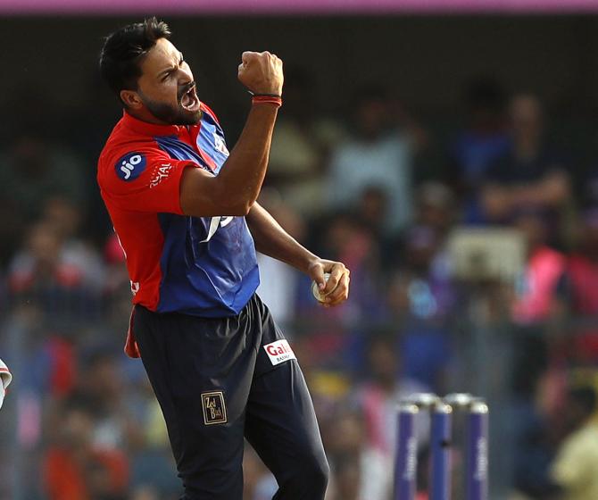 Mukesh Kumar celebrates the wicket of Yashaswi Jaiswal.