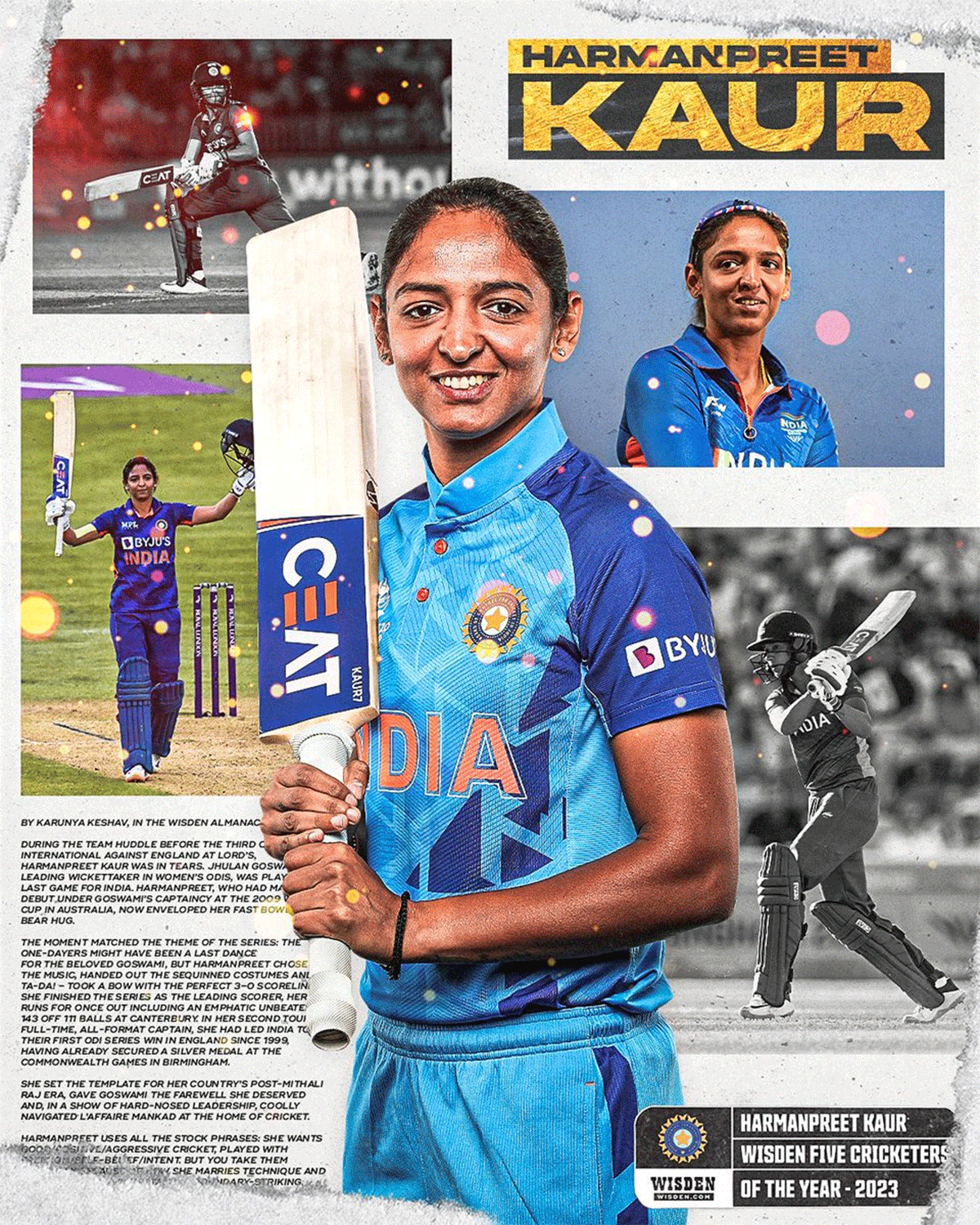 Harmanpreet Kaur becomes first Indian woman to be named Wisden's Woman Cricketer of the Year