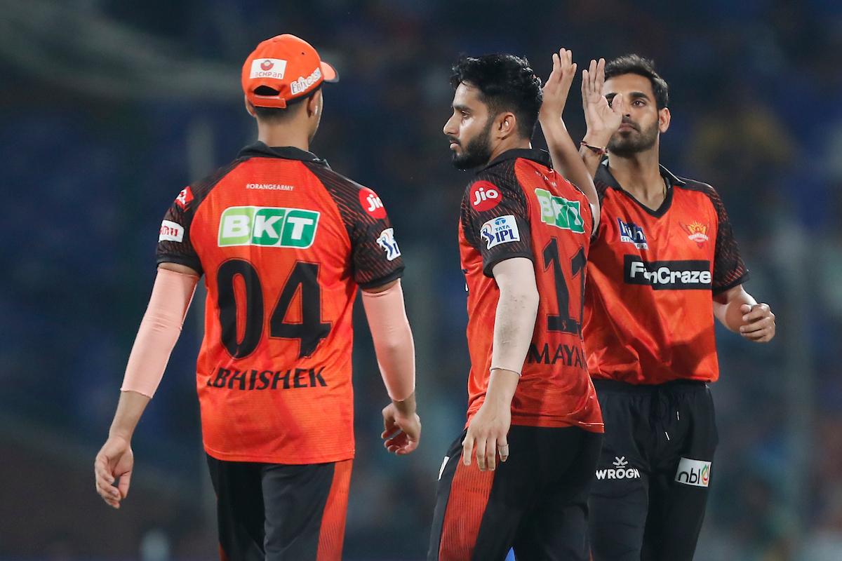 Mayank Markande celebrates the wicket of Philip Salt