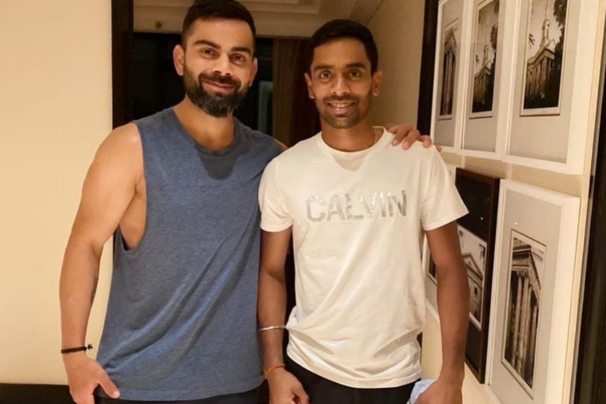 Abhimanyu Easwaran with Virat Kohli. Easwaran has 6,500 runs in 88 first class matches for Bengal