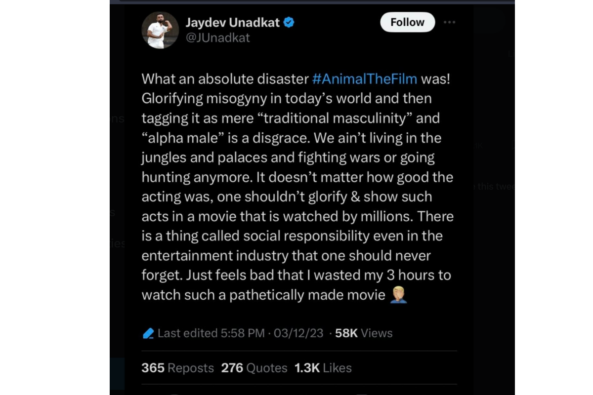 Jaydev Unadkats tweet