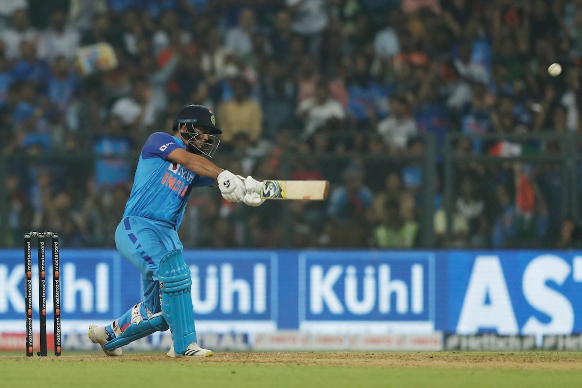 Ishan Kishan hits a four.