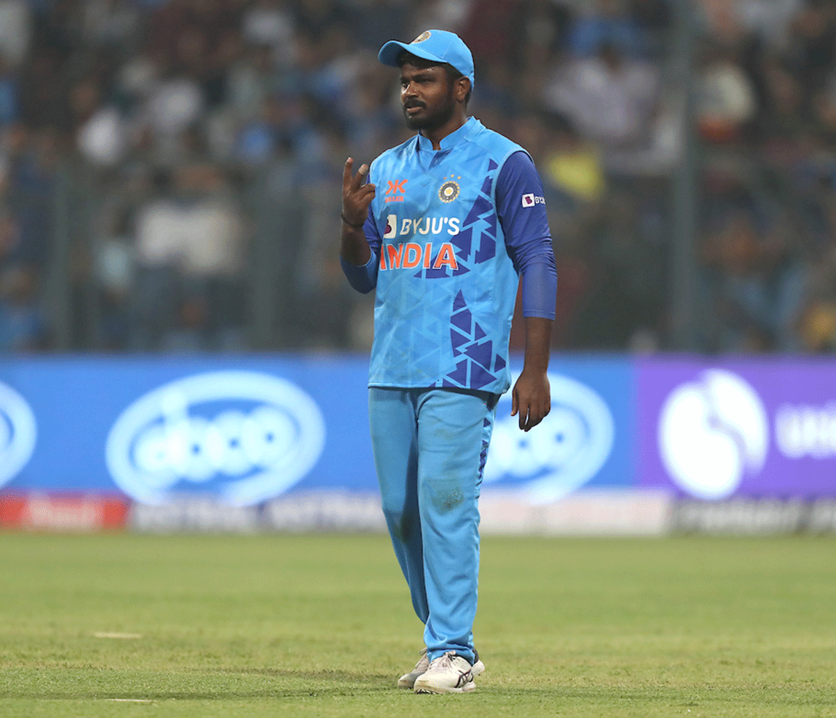 Sanju Samson hurt his knee while fielding during the first match against Sri Lanka on Tuesday