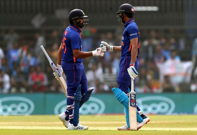 Rohit Sharma and Shubman Gill during the third ODI