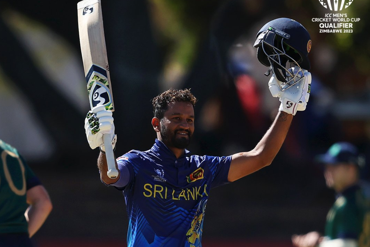 Sri Lanka's Dimuth Karunaratne was named Player of the Match for his 103