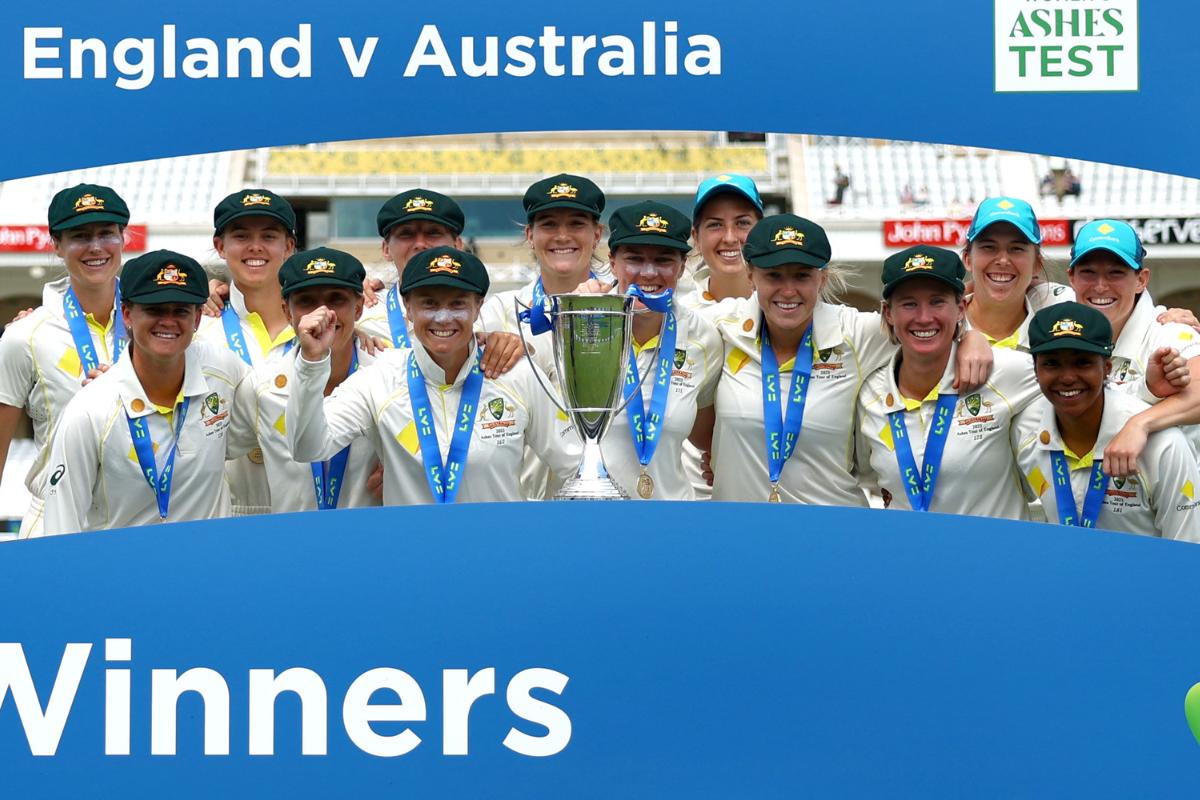 Australia celebrate winning the one-off Test against England at Trent Bridge in Nottingham on Monday.