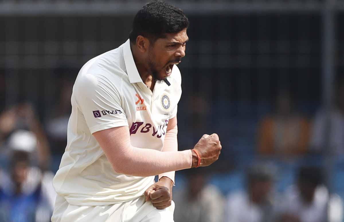 Umesh Yadav celebrates the wicket of Cameron Green