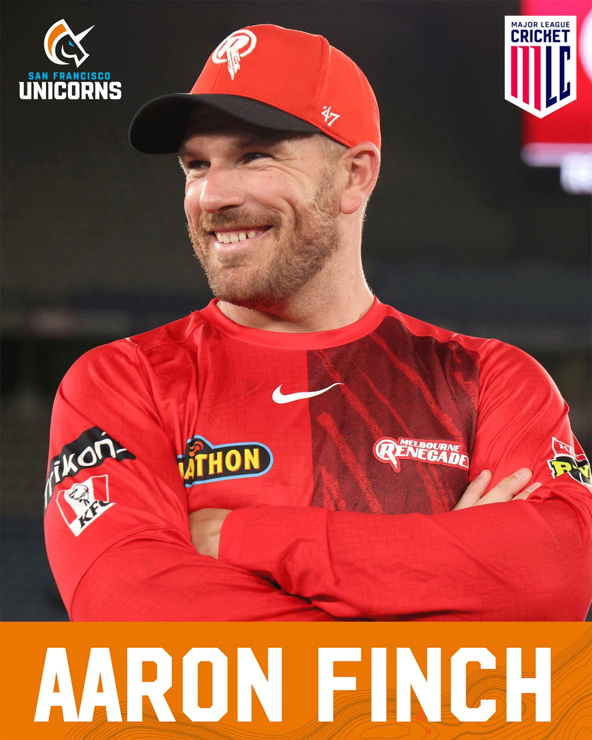 Former Australia skipper Aaron Finch will captain the San Francisco Unicorns in the inaugural edition of the United States' new Twenty20 tournament, Major League Cricket.