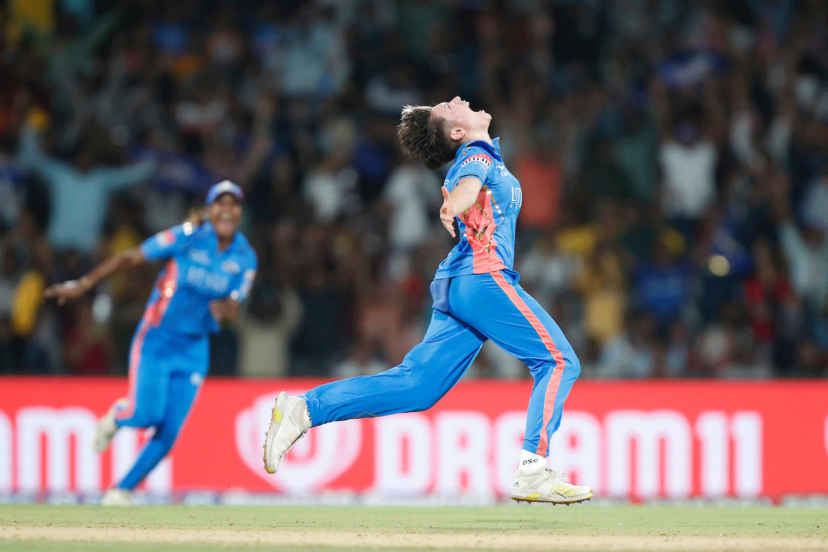 Mumbai Indians' Isabelle Wong is ecstatic on picking a hat-trick on dismissing UP Warriorz's Sophie Ecclestone 