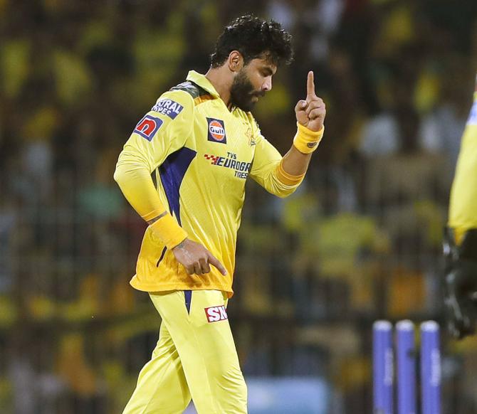 Ravindra Jadeja celebrates after dismissing David Miller.