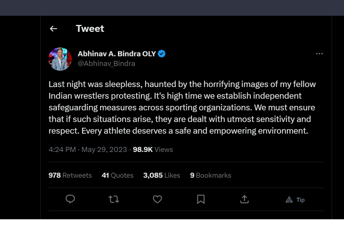 Abhinav Bindra's tweet