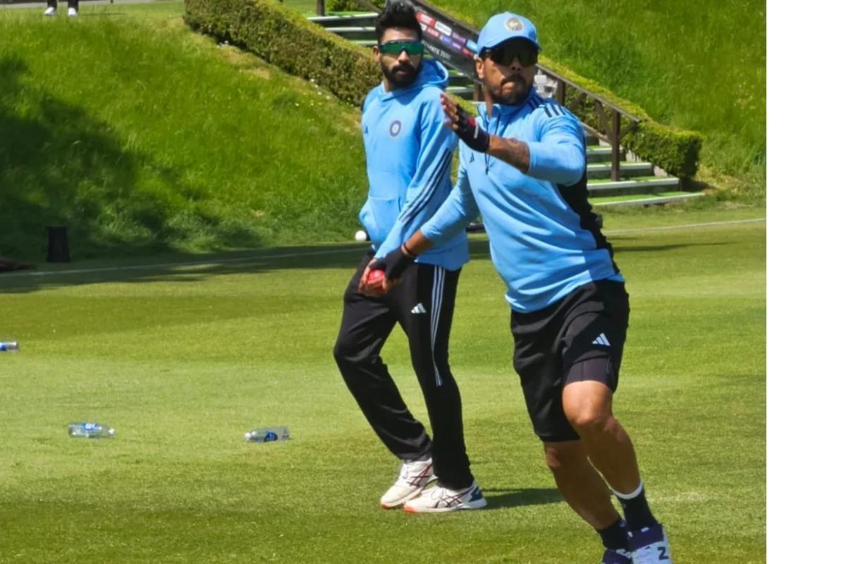 Umesh Yadav at a fielding drill