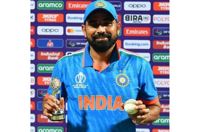 Mohammed Shami was named Man of the Match for his five-wicket haul against Sri Lanka on Thursday