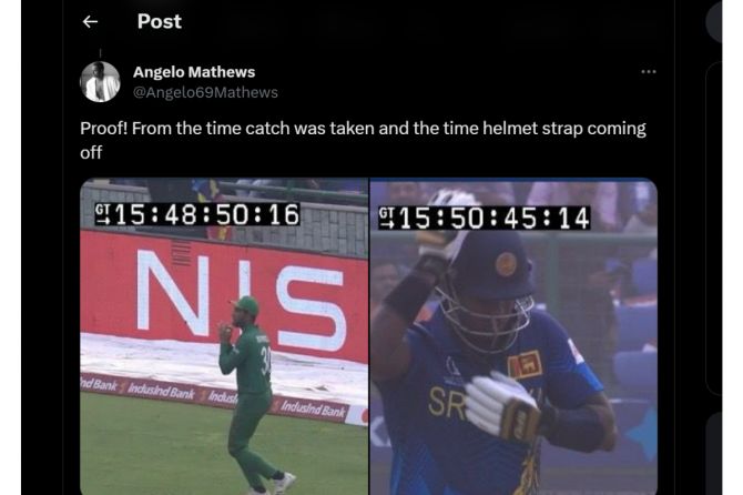 Angelo Mathews put out on his social media handles this timed stamped screen shots as evidence 
