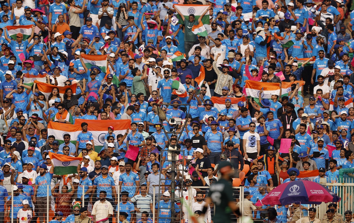 Indian fans at the Narendra Modi stadium in Ahmedabad