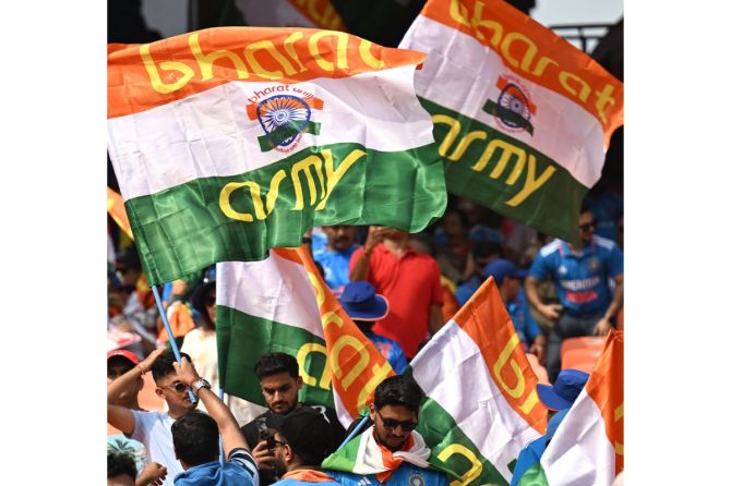 The Bharat Army in the stands 