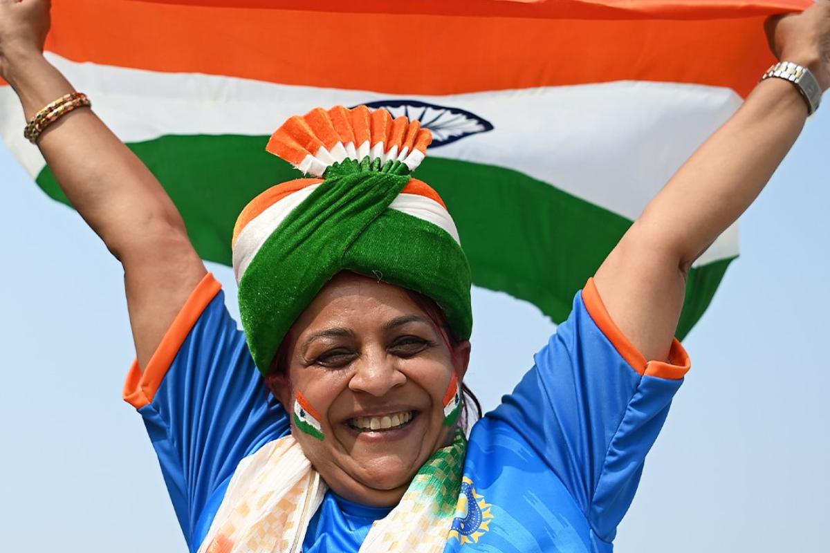 A beaming fan ahead of the ICC World Cup final