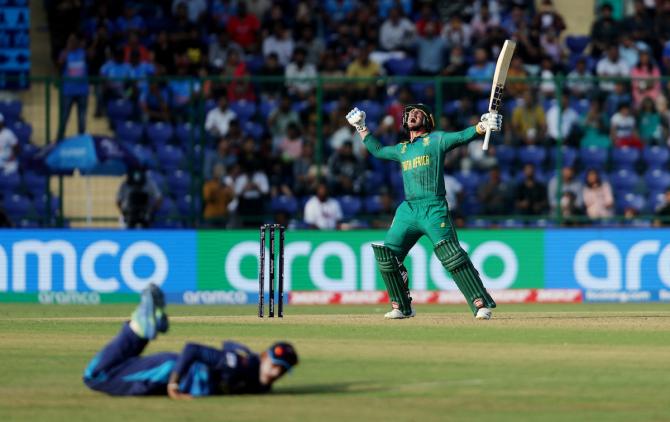 Quinton de Kock is ecstatic on completing his century