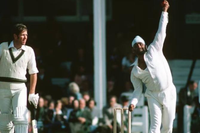 Bishan Singh Bedi bowls