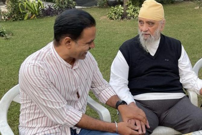 Former India spinner Sunil Joshi with Bishan Singh Bedi