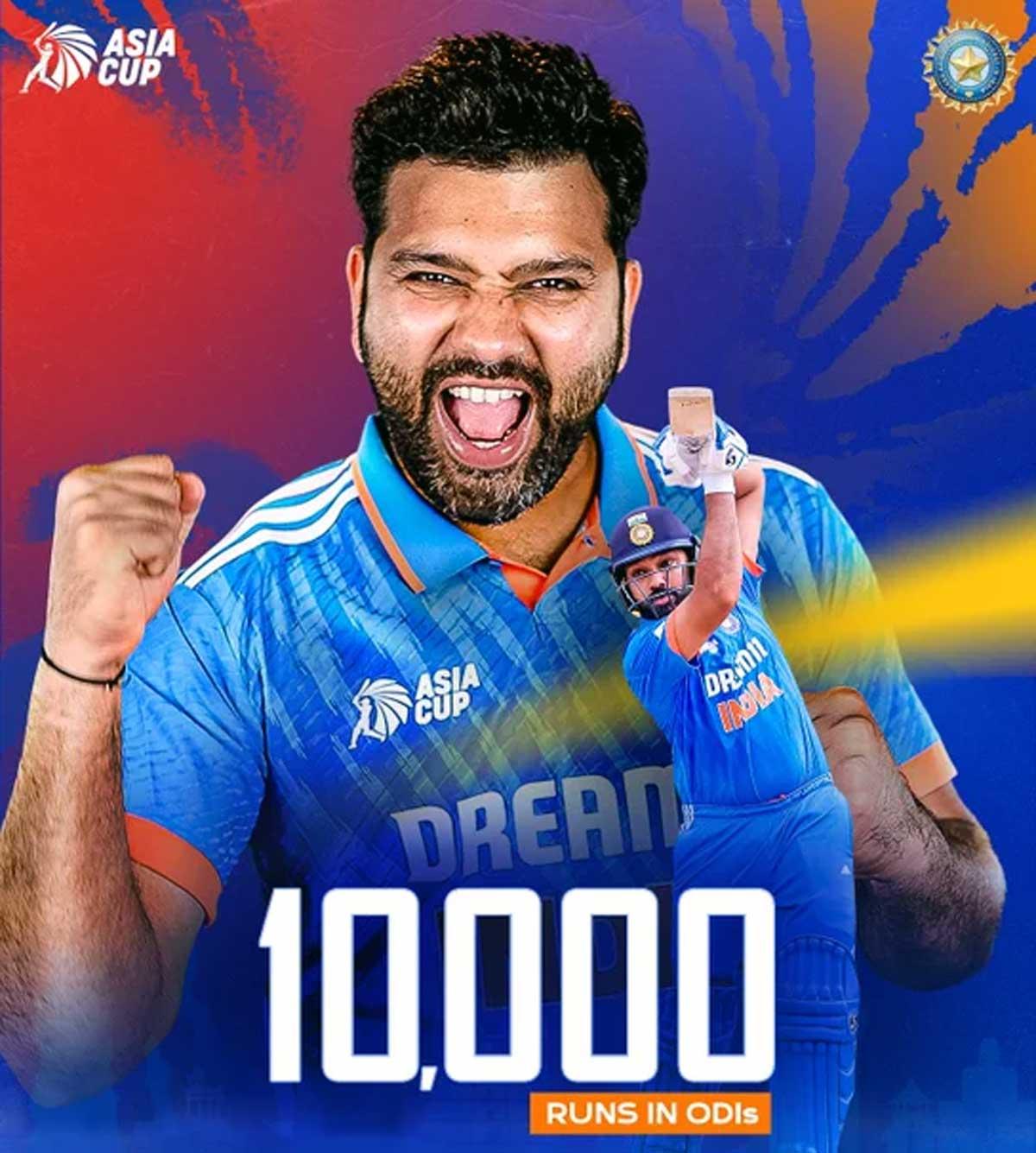 Asia Cup Rohit Sharma Joins 10 000 run Club Rediff Cricket