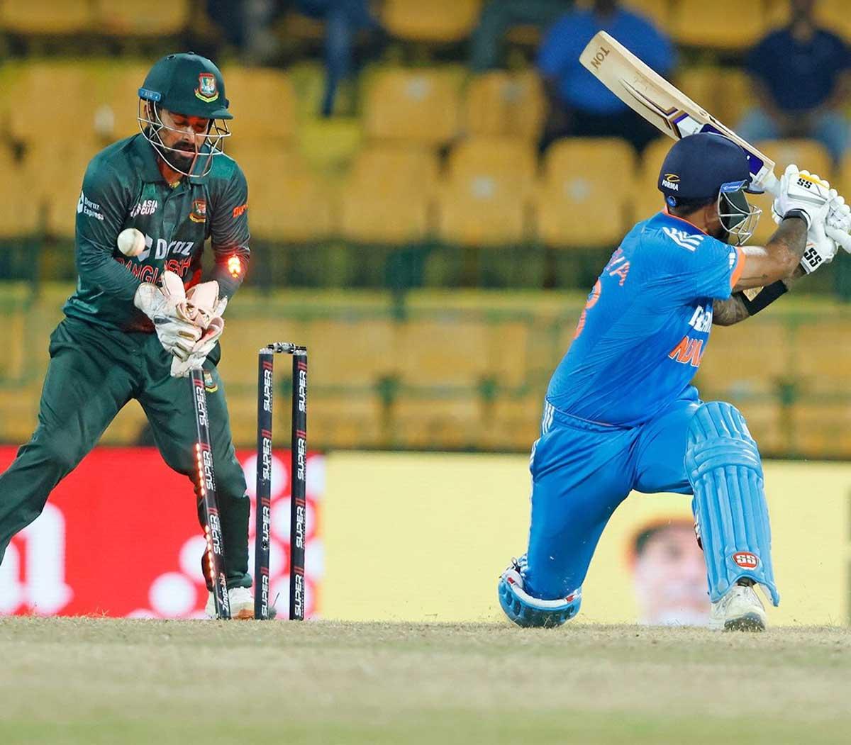 Suryakumar Yadav is bowled by Shakib Al Hasan