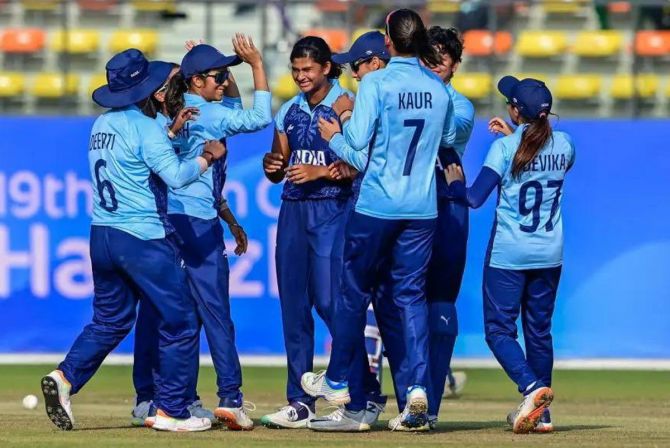 Pace bowler Titas Sadhu's figures of 3 for 6 helped India crush Sri Lanka to win the Asian Games gold medal on Monday