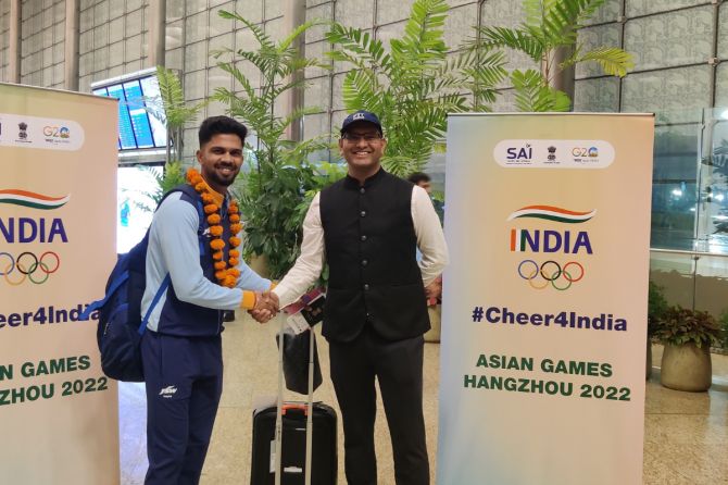 Indian captain Ruturaj Gaikwad gets a send-off to China from Mumbai airport on Thursday