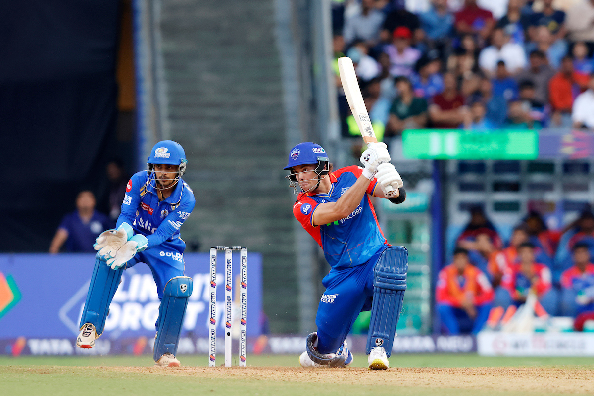 Tristan Stubbs of Delhi Capitals plays a shot pummelled the MI bowlers to give his team a glimmer of hope