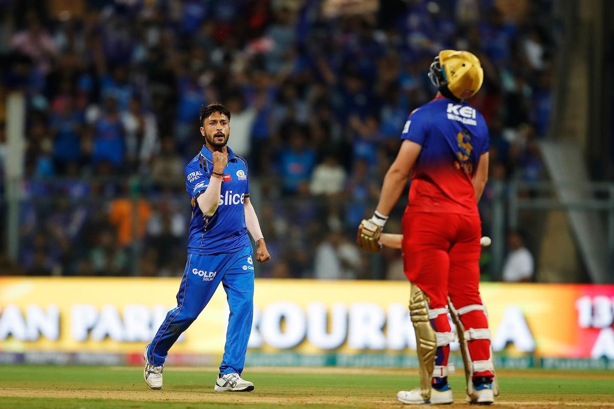 Akash Madhwal celebrates the wicket of Will Jacks