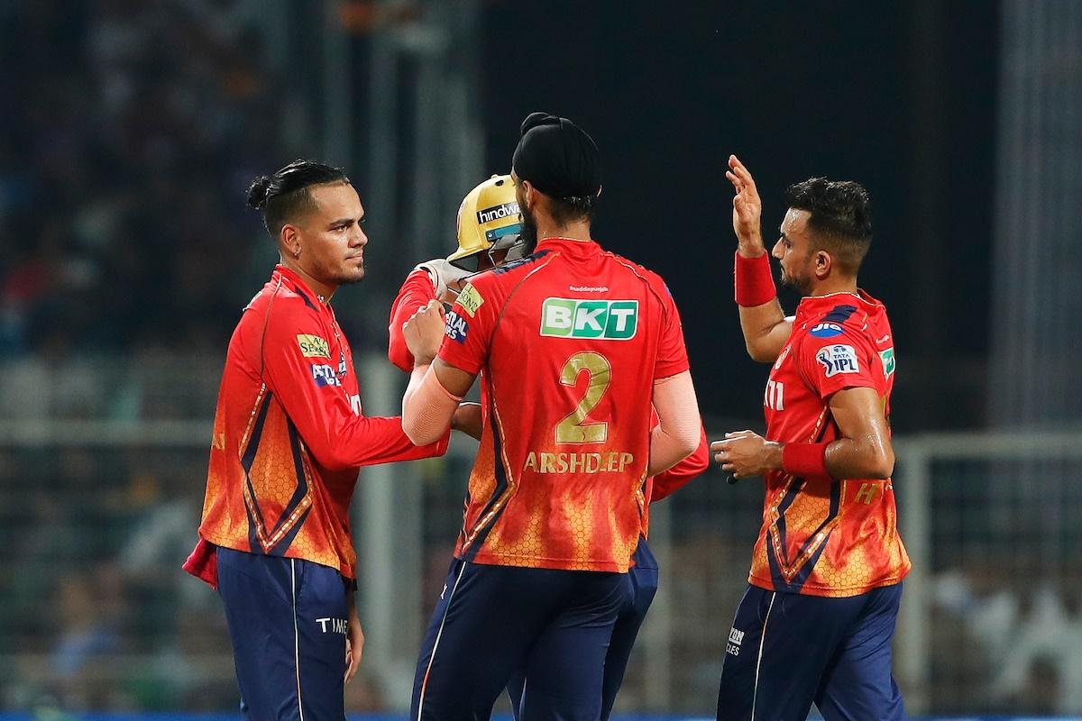 Rahul Chahar of Punjab Kings celebrating the wicket of Sunil Narine