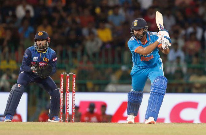 Rohit Sharma top-scored for India with 58 off 47 ball, which included 7 fours and 3 sixes, in the first ODI against Sri Lanka in Colombo on Friday. 