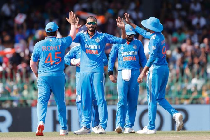 Axar Patel celebrates a wicket