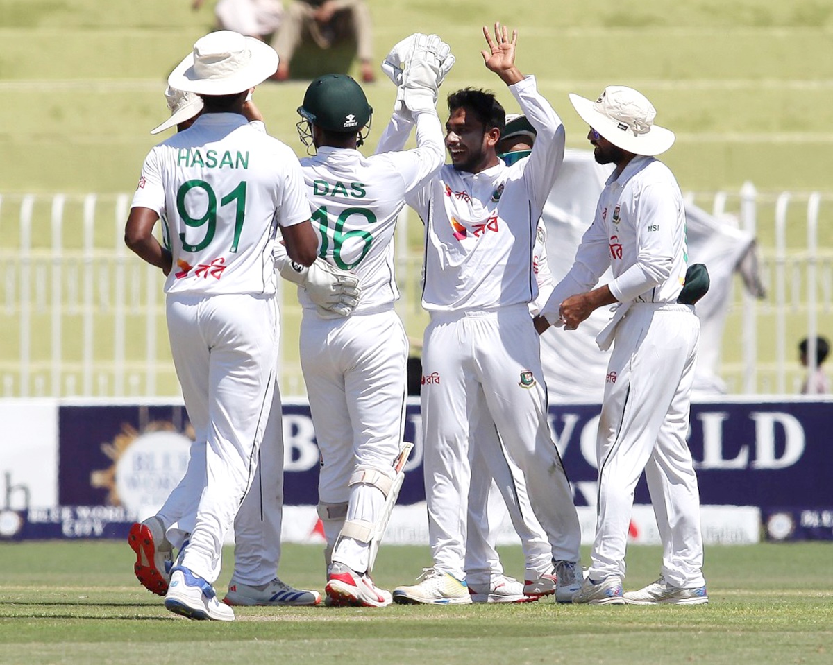 Bangladesh's Mehidy Hasan Miraz against Pakistan