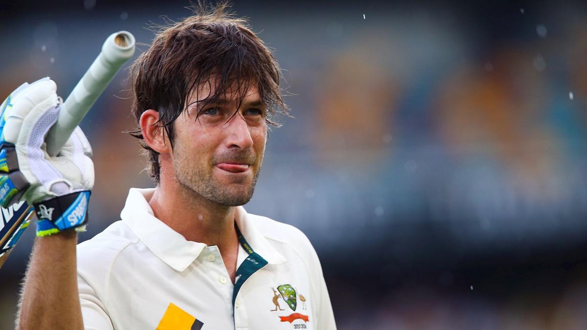 Joe Burns celebrates his maiden Test century during the first Test between Australia and New Zealand in Brisbane, November 7, 2015.