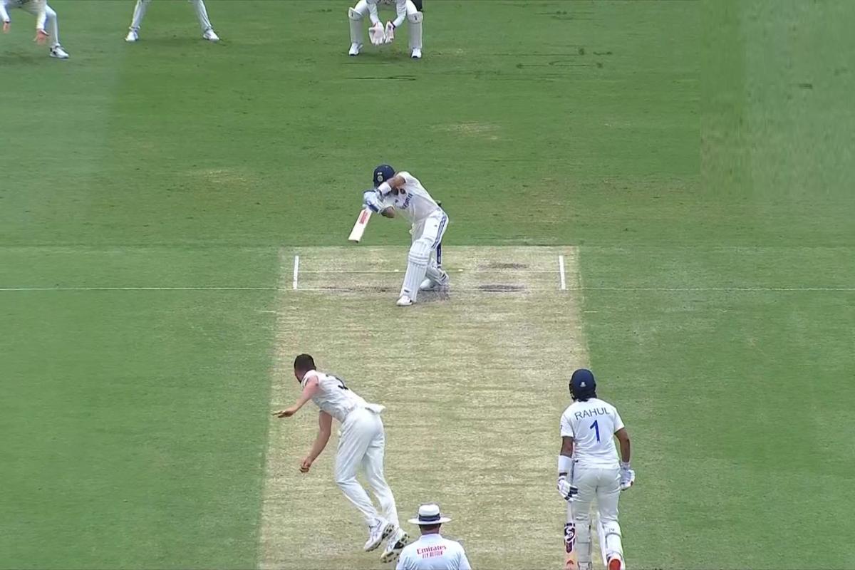 Virat Kohli is out caught behind for 3, off the bowling of Josh Hazlewood, on Day 3 of the 3rd Test at The Gabba in Brisbane, on Monday 