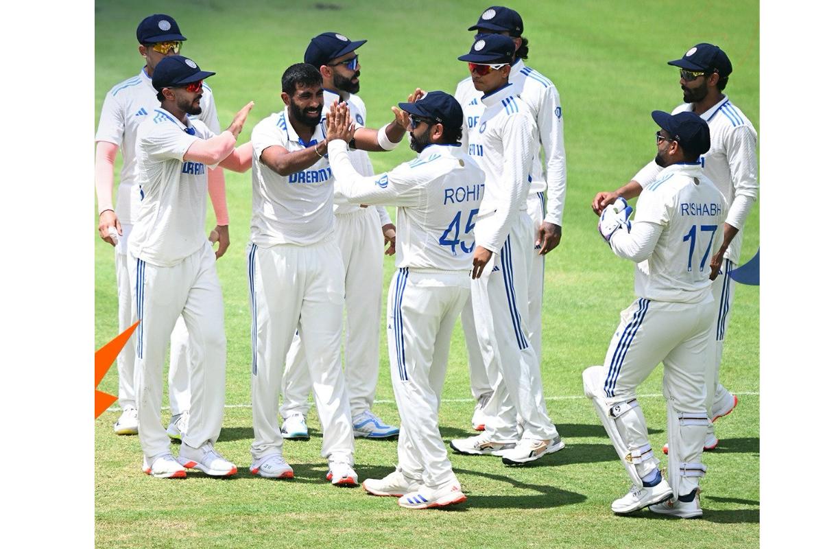 Jasprit Bumrah celebrates the wicket of Usman Khawaja