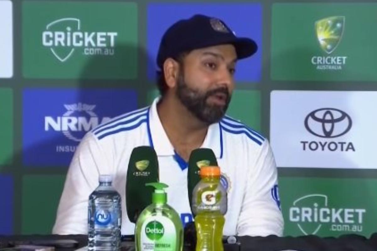 Rohit Sharma speaks to the media at the post match press conference