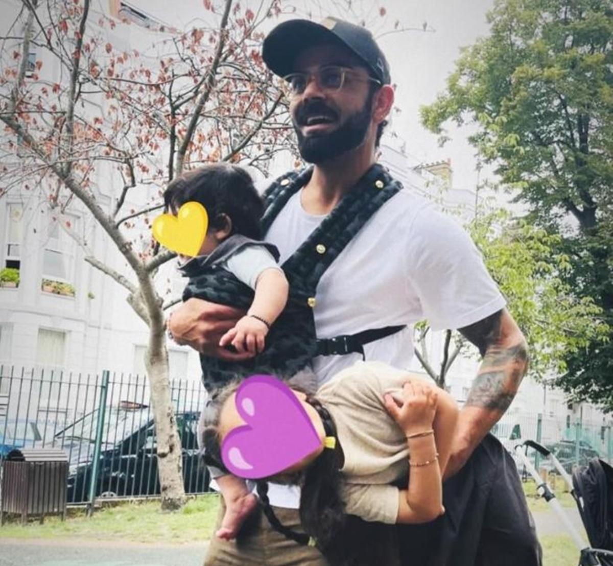 Virat Kohli with his children, Akaay and Vamika.