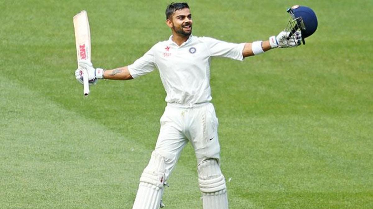 Virat Kohli celebrates getting to hundred during his 169 on Day 3 of the third Test against against Australia at the MCG on December 28, 2014.