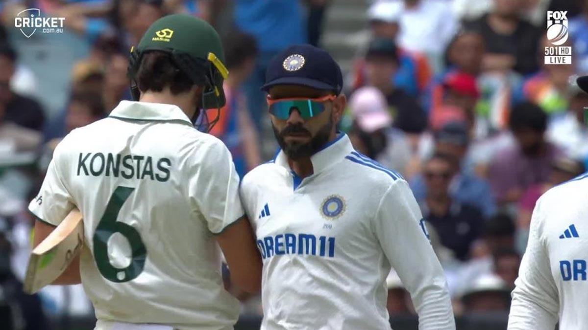 Sam Konstas and Virat Kohli collide