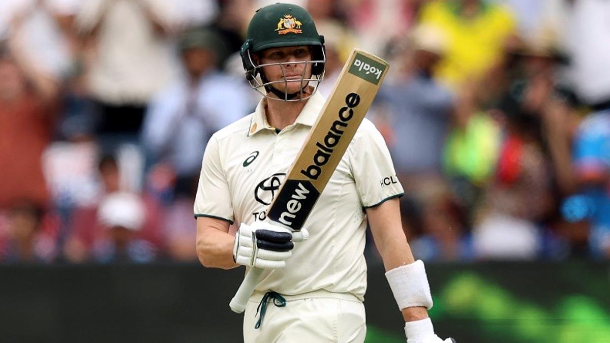 Steve Smith celebrates his fifty.