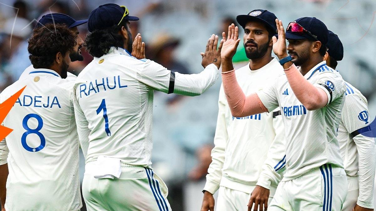 India's players celebrate a wicket during Day 2